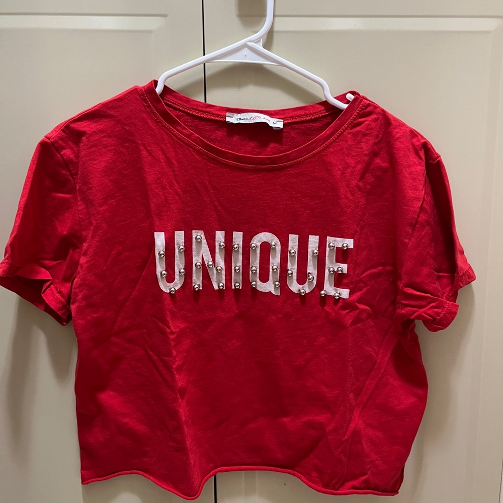 Red Unique Crop Top